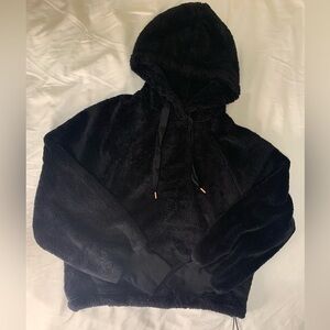 Loose Plush Sherpa Hoodie Old Navy Black Size M